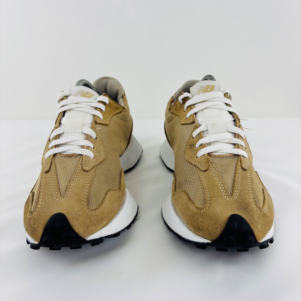 New Balance 327 Tan Beige Suede Mesh Running Sneakers MS327LC1 Mens Sz 9.5 - Picture 4 of 12